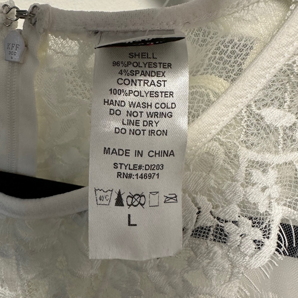 NWT NEW Wedding Women Carolina Dress, Size L, White lace short long sleeve party - Picture 13 of 16
